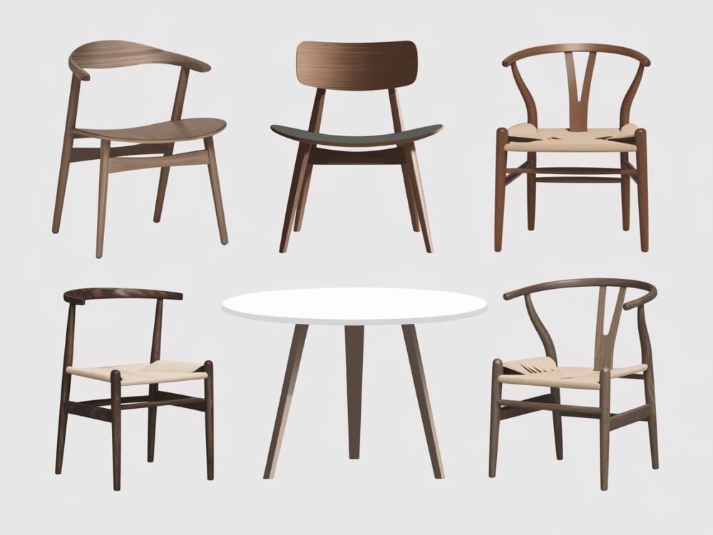 0Tapicerowane krzesła w pastelowych kolorach przy białym stole