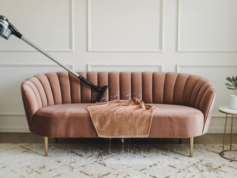 Czyszczenie plam na kanapie za pomocą wilgotnej ściereczki