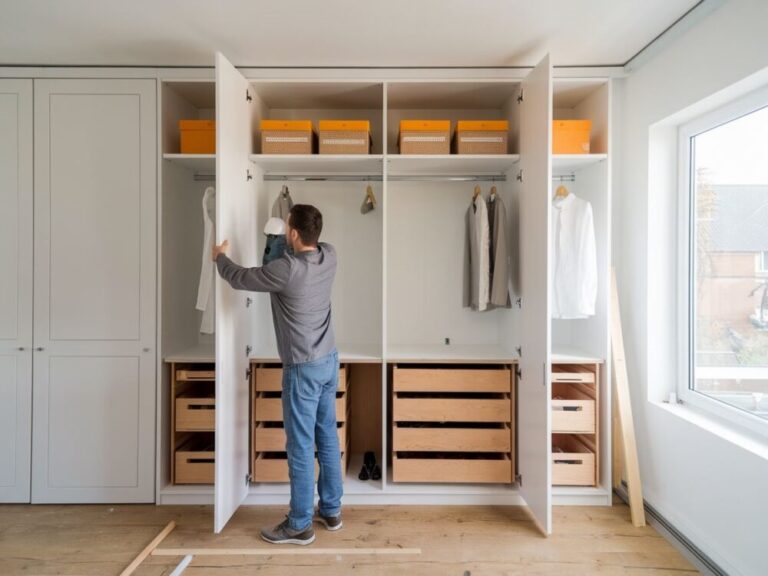 Elegancka szafa wnękowa z naturalnego drewna