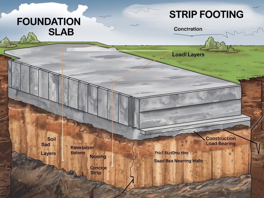 Fundamenty budynku z zastosowaniem płyty żelbetowej