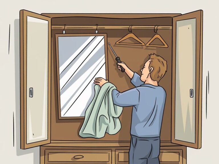 Narzędzia do demontażu lustra z powierzchni szafy