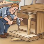 Proces usuwania kołka drewnianego z pomocą narzędzi stolarskich