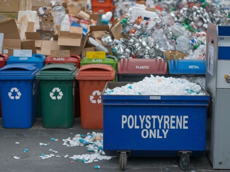 Styropian opakowaniowy po meblach w procesie recyklingu